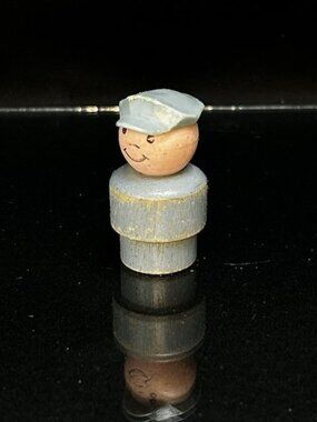 Vintage Fisher Price Little People Figure Wooden Grey Mailman